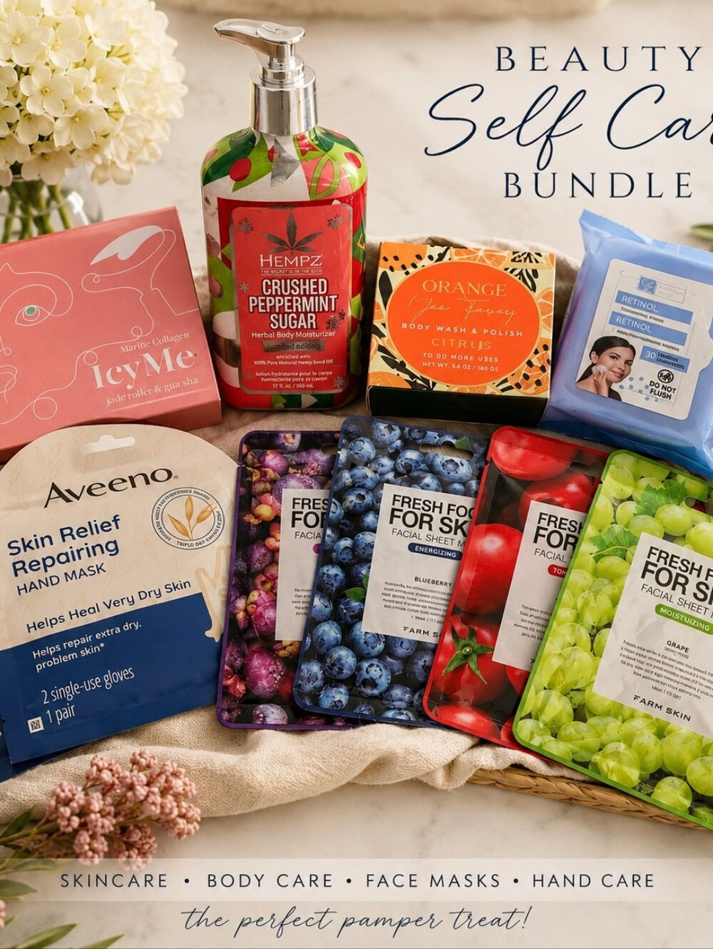 Glow & Refresh Beauty Bundle Hempz Aveeno Farm Skin Spa Gift Set